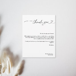 Tarjeta De Agradecimiento Modern Simple Elegant Black and White Heart