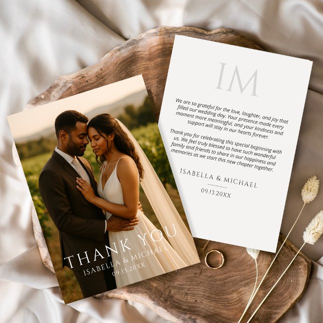 Tarjeta De Agradecimiento Modern Simple Elegant Photo Wedding Thank You (Subido por el creador)