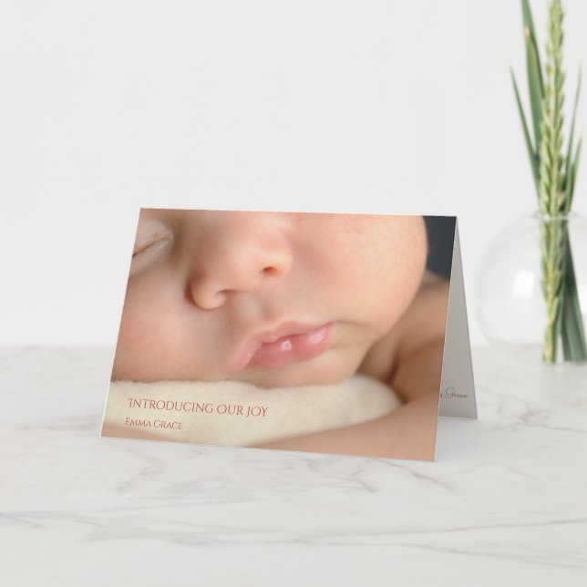 Tarjeta De Agradecimiento Modern Simple Photo Birth Announcement (Anverso)