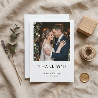 Tarjeta De Agradecimiento Modern Simple Photo Wedding Thank You Card