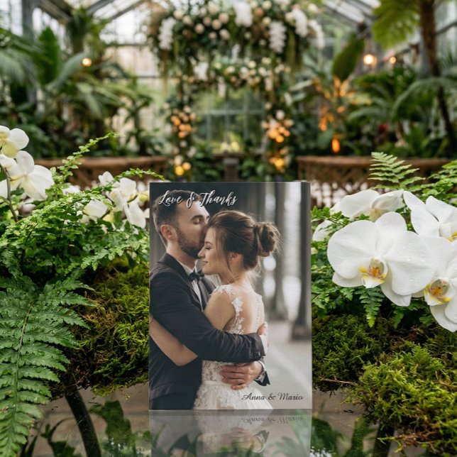 Tarjeta De Agradecimiento Modern Simple Photo Wedding Thank You Card W Note (Subido por el creador)