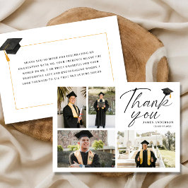 Tarjeta De Agradecimiento Modern Simple Script 4 Photo collage Graduation