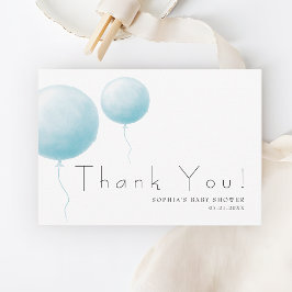 Tarjeta De Agradecimiento Modern Soft Pastel Blue Balloon Baby Boy Shower