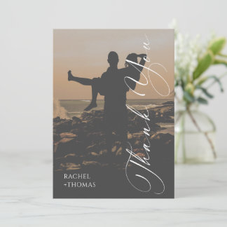 Tarjeta De Agradecimiento Modern Sunset Silhouette Wedding Thank You Card