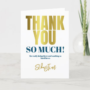 Tarjeta De Agradecimiento Modern Thank You Blue Gold Typography