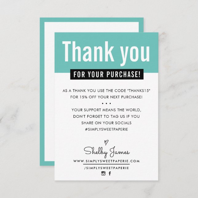 Tarjeta De Agradecimiento MODERN THANK YOU purchase insert orange (Anverso / Reverso)