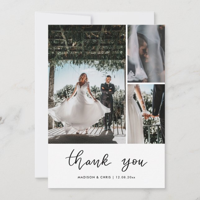 Tarjeta De Agradecimiento Modern Thank You Script Wedding Photo  (Anverso)