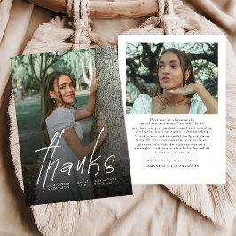 Tarjeta De Agradecimiento Modern Thanks Script Simple Photo Graduation 