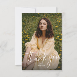 Tarjeta De Agradecimiento Modern trendy script graduation photo