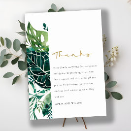 TARJETA DE AGRADECIMIENTO MODERN TROPICAL MONSTERA GREEN FOLIAGE WEDDING  TH