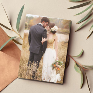 Tarjeta De Agradecimiento Modern Two Photo Boda Gracias