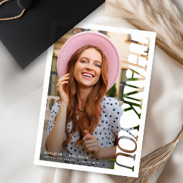 Tarjeta De Agradecimiento Modern Typography Graduate Photo Thank You