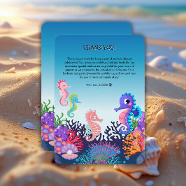 Tarjeta De Agradecimiento Modern Under the Sea Seahorse Baby Shower