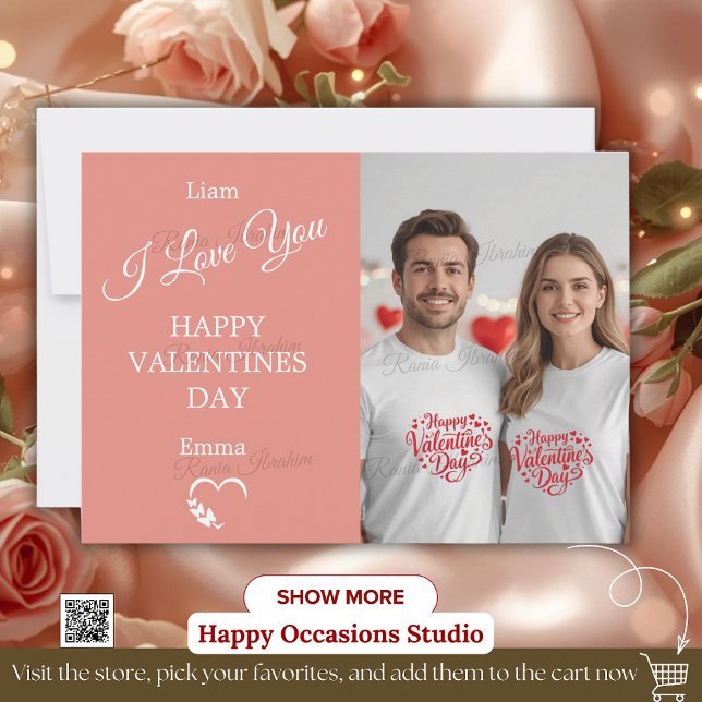 Tarjeta De Agradecimiento Modern Valentine’s Day Photo Card – Soft Coral (Subido por el creador)