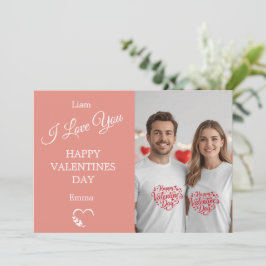 Tarjeta De Agradecimiento Modern Valentine’s Day Photo Card – Soft Coral