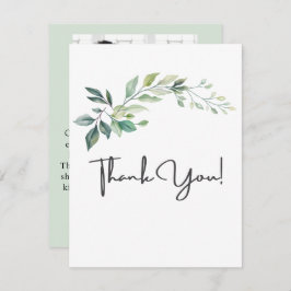 Tarjeta De Agradecimiento Modern Watercolor Eucalyptus Leaves Greenery