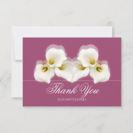 Tarjeta De Agradecimiento Modern White Calla Lilies Bridal Shower Thank You