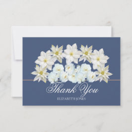 Tarjeta De Agradecimiento Modern White Clematis Rose Bridal Shower Thank You