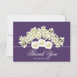 Tarjeta De Agradecimiento Modern White Roses Bridal Shower Thank You Card