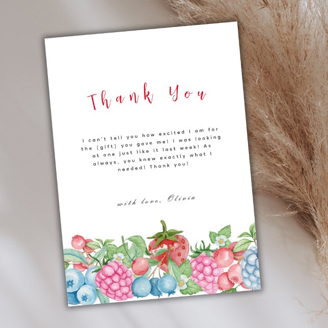 Tarjeta De Agradecimiento Modern Wild Berry Sweet Baby Shower (Modern Wild Berry Sweet Baby Shower Thank You Card)