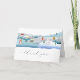 Tarjeta De Agradecimiento Modern Winter Snow It Takes A Village Baby Shower