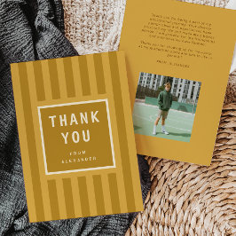 Tarjeta De Agradecimiento Modern Yellow Stripes Graduation Thank You