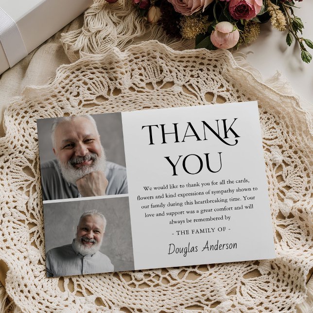 Tarjeta De Agradecimiento Moderna 2 x Fotografía Simpatía funeraria (Subido por el creador)