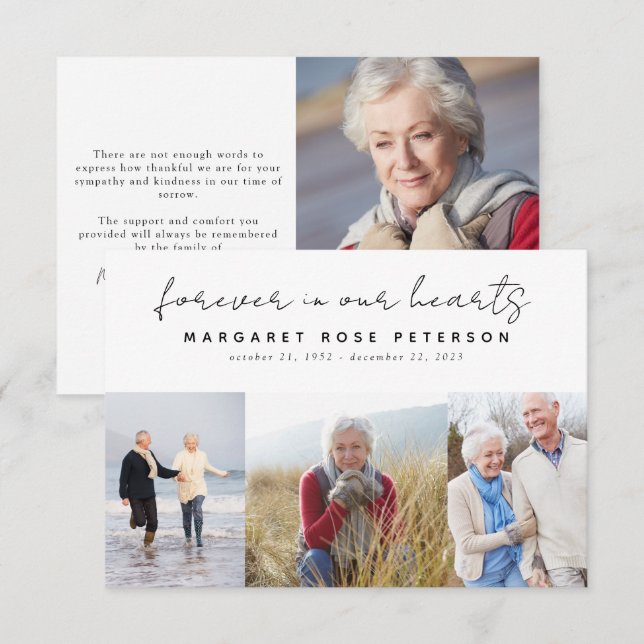 Tarjeta De Agradecimiento Moderna 4 Fotografía Simpatía funeraria (Anverso / Reverso)