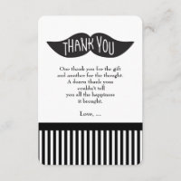 Tarjeta de agradecimiento moderna a rayas Mustache