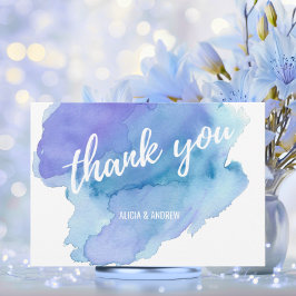 Tarjeta De Agradecimiento Moderna acuarela azul Verde azulado turquesa GRACI