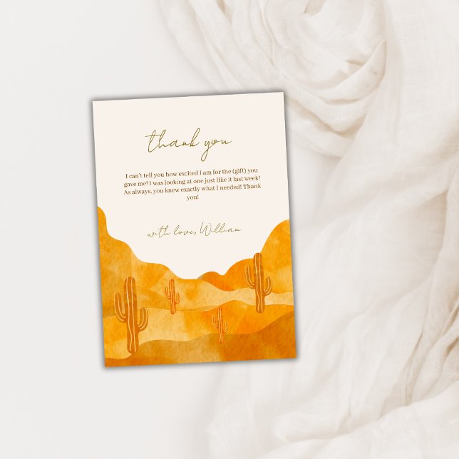 Tarjeta De Agradecimiento Moderna acuarela Boho Desert Cactus Baby Shower (Modern Watercolor Boho Desert Cactus Baby Shower Thank You Card)