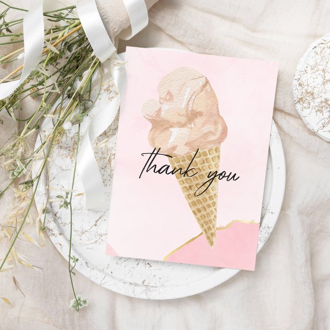 Tarjeta De Agradecimiento Moderna acuarela Ice Cream Bridal Shower (Subido por el creador)