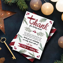 Tarjeta De Agradecimiento Moderna acuarela "Joy" Candy Cane Baby Shower