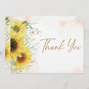 Tarjeta De Agradecimiento Moderna Baby Shower Simple Sunflower Greenery