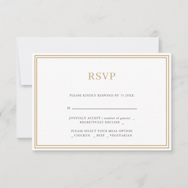 Tarjeta De Agradecimiento Moderna boda Minimalista RSVP (Anverso)