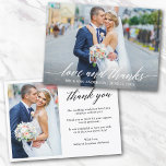 Tarjeta De Agradecimiento Moderna caligrafía Boda Amor Gracias 2 Foto<br><div class="desc">Boda de caligrafía moderna Amor y gracias Novia y Groom 2 Foto Tarjeta de agradecimiento - Guión blanco</div>