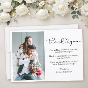 Tarjeta De Agradecimiento Moderna caligrafía Boda de guión cardiaco