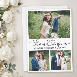 Tarjeta De Agradecimiento Moderna caligrafía Boda de guión del corazón 3 fot