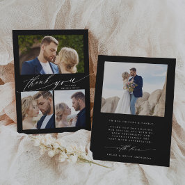 Tarjeta De Agradecimiento Moderna Caligrafía de Boho 4 Foto Boda Gracias