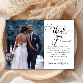 Tarjeta De Agradecimiento Moderna caligrafía de diseño guión 2 Boda de fotog