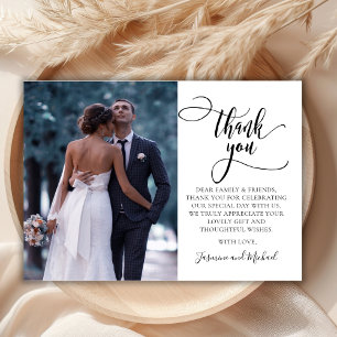 Tarjeta De Agradecimiento Moderna caligrafía de diseño guión 2 Boda de fotog
