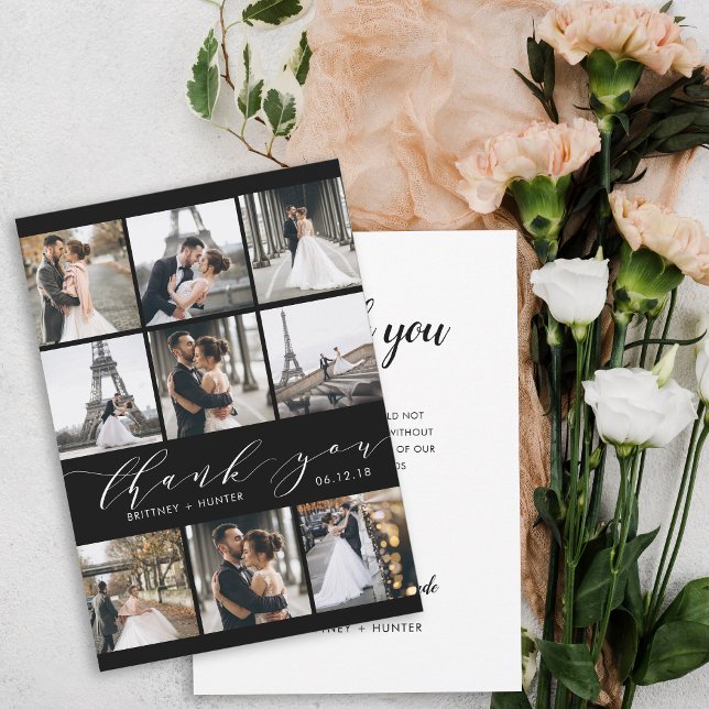 Tarjeta De Agradecimiento Moderna caligrafía en blanco y negro 9 Collage de  (Subido por el creador)