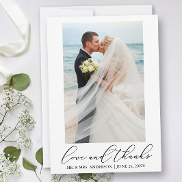 Tarjeta De Agradecimiento Moderna caligrafía Minimalista Boda foto amor