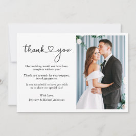 Tarjeta De Agradecimiento Moderna caligrafía Minimalista guión Boda Corazón