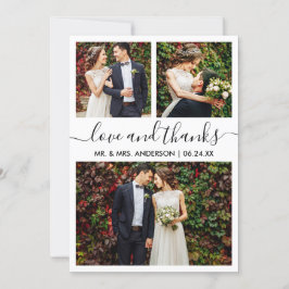 Tarjeta De Agradecimiento Moderna caligrafía moderna Boda 3 fotos