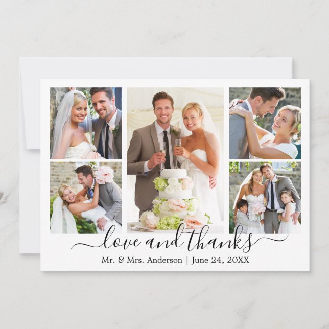 Tarjeta De Agradecimiento Moderna caligrafía moderna Boda de escritura 5 fot (Anverso)