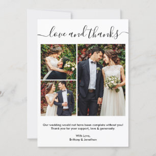 Tarjeta De Agradecimiento Moderna caligrafía moderna guión 3 Boda fotográfic