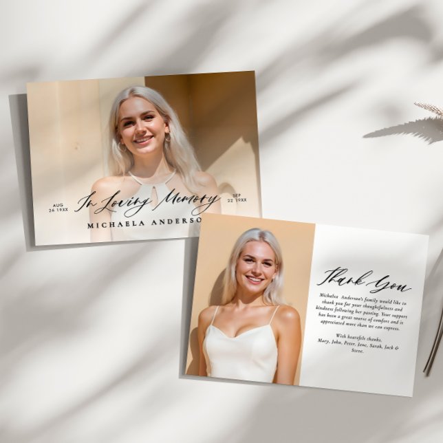 Tarjeta De Agradecimiento Moderna celebración fotográfica de la vida/funeral (Subido por el creador)