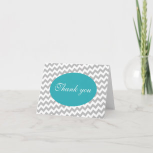 Tarjeta de agradecimiento moderna Chevron gris y t