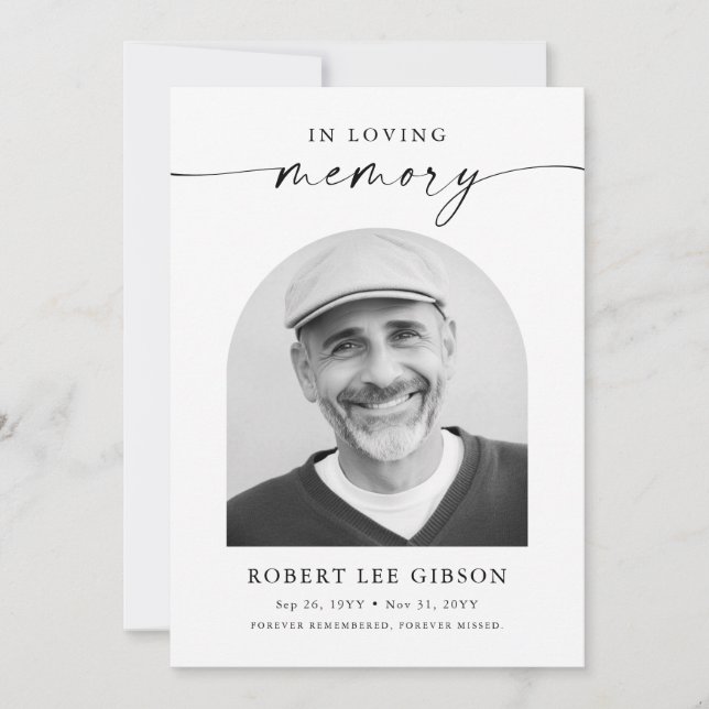 Tarjeta De Agradecimiento Moderna compasión por la muerte Foto conmemorativa (Anverso)